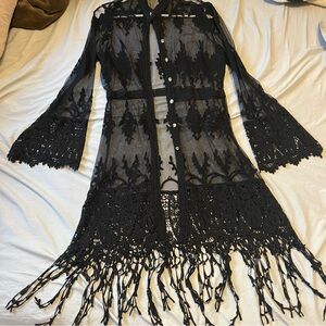 Elegant Black Lace Long Sleeve Dress